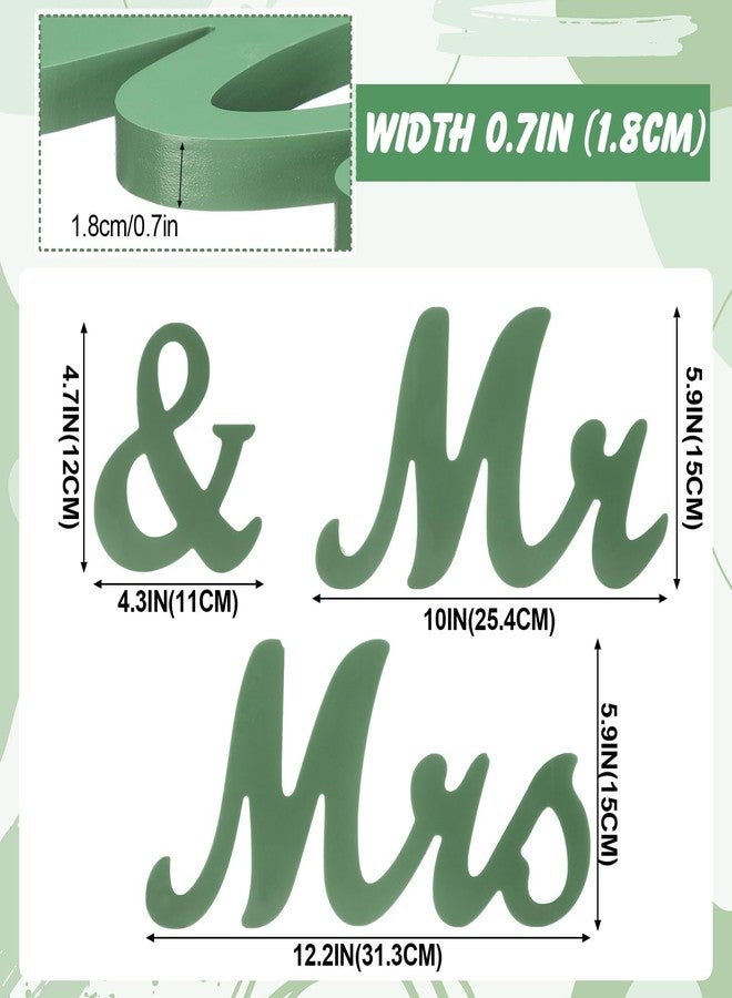 AceOrbit Sage Green Mr & Mrs Sign Table Decor Rustic Wooden Freestanding Letters Table Centerpieces Sage Green Wedding Wooden Photo Booth Props for Wedding Party Decorations Supplies - Image 2
